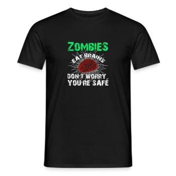 Funny Sarcastic Zombies Eat Brains Gift - Männer T-Shirt - Schwarz - Vorne - AI Model Male 178 light (178cm)