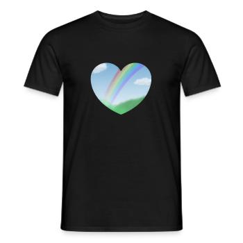 Sommer Landschaft mit Regenbogen in Herzform - Männer T-Shirt - Schwarz - Vorne - AI Model Male 178 light (178cm)