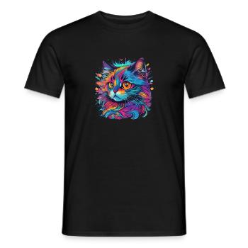 Cat in colors - Men's T-Shirt - black - Front - AI Model Male 178 light (178cm)