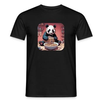 Panda Bear mangeant des nouilles - T-shirt homme - noir - Devant - AI Model Male 178 light (178cm)