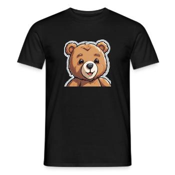 Ours en peluche joyeux - T-shirt homme - noir - Devant - AI Model Male 178 light (178cm)