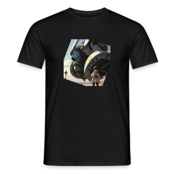 Manga Giant robot - Men's T-Shirt - black - Front - AI Model Male 178 light (178cm)