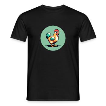 8-Bit Chicken Star (Pixel Art) - Männer T-Shirt - Schwarz - Vorne - AI Model Male 178 light (178cm)