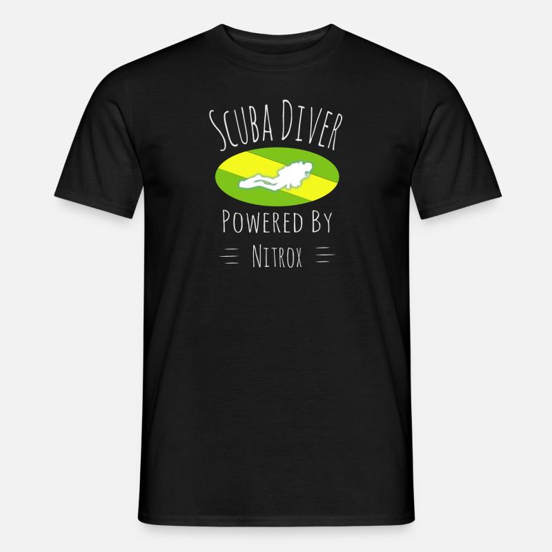 Powered by Nitrox, divers, scuba, diving, EAN - Men’s T-shirt - black
