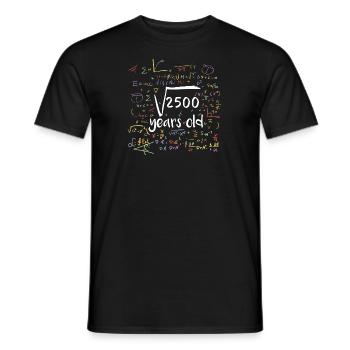 Square root from 2500 maths 50th birthday - Men's T-Shirt - black - Front - AI Model Male 178 light (178cm)