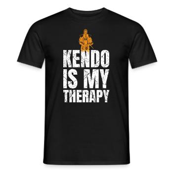 Kendo Is My Therapy Japanischer Schwertkampf - Männer T-Shirt - Schwarz - Vorne - AI Model Male 178 light (178cm)