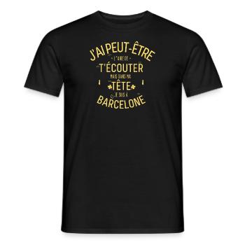 Dans ma Tête je suis à Barcelone - T-shirt homme - noir - Devant - AI Model Male 178 light (178cm)