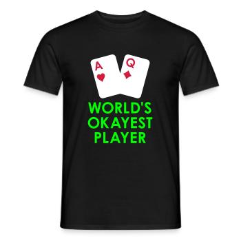 World's okayest player (two playing cards) - Men's T-Shirt - black - Front - AI Model Male 178 light (178cm)