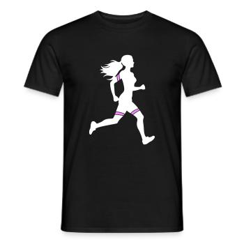 Icône de la femme de la course à pied marathon - T-shirt homme - noir - Devant - AI Model Male 178 light (178cm)