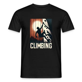 Klettern - Seilklettern, - Männer T-Shirt - Schwarz - Vorne - AI Model Male 178 light (178cm)
