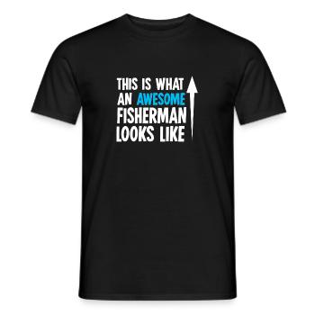 Fishing fishing - Men's T-Shirt - black - Front - AI Model Male 178 light (178cm)