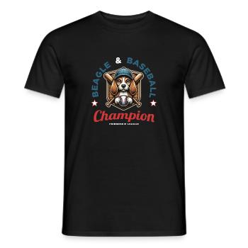 Fan of baseball, beagles and America - Men's T-Shirt - black - Front - AI Model Male 178 light (178cm)