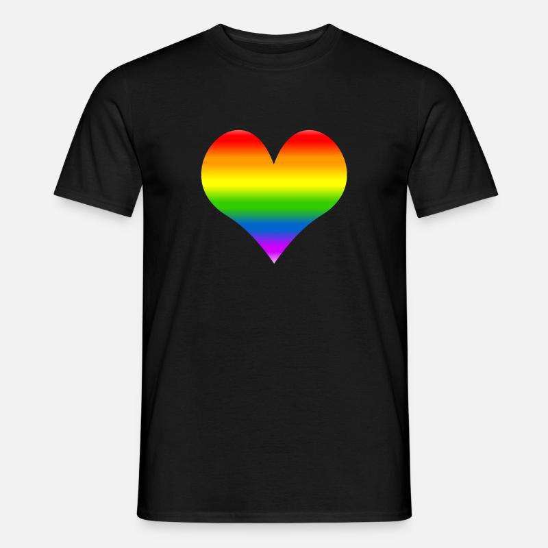 Regenbogenherz - Männer T-Shirt - Schwarz