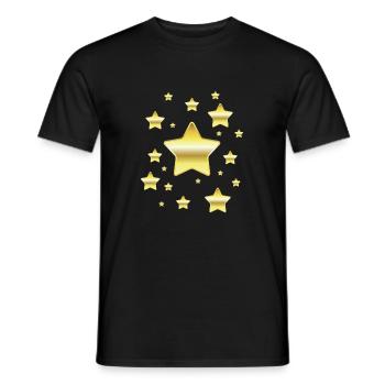 Stars in a simulated gold look - Men's T-Shirt - black - Front - AI Model Male 178 light (178cm)