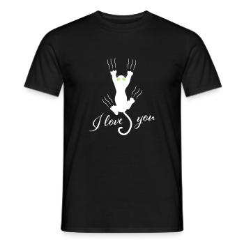 I love you cat cat kitten claws love tiger - Men's T-Shirt - black - Front - AI Model Male 178 light (178cm)