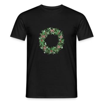Weihnachtskranz mit roten Schleifen - Männer T-Shirt - Schwarz - Vorne - AI Model Male 178 light (178cm)