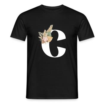 lettre C fleuris - T-shirt homme - noir - Devant - AI Model Male 178 light (178cm)