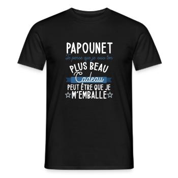 Papounet je pense que je suis ton plus beau cadeau - T-shirt homme - noir - Devant - AI Model Male 178 light (178cm)
