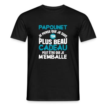 Papounet je pense que je suis ton plus beau cadeau - T-shirt homme - noir - Devant - AI Model Male 178 light (178cm)