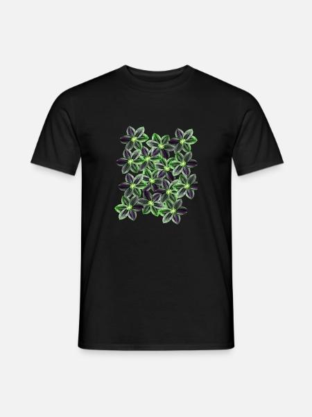 fleurs vertes - T-shirt homme - noir