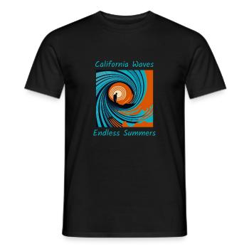 California Waves, Endless Summers - Men's T-Shirt - black - Front - AI Model Male 178 light (178cm)