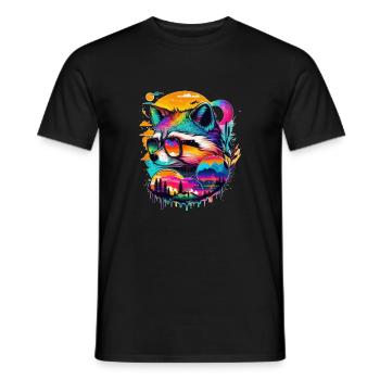 Fuchs Meister Lampe in Cool mit Sonnenbrille - Männer T-Shirt - Schwarz - Vorne - AI Model Male 178 light (178cm)