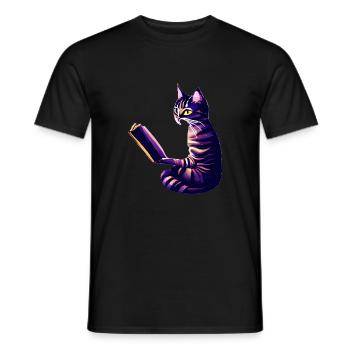 Kater Buch Katze Bücher Hauskatze Lesen Kätzchen - Männer T-Shirt - Schwarz - Vorne - AI Model Male 178 light (178cm)