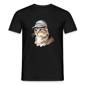 Miki the cat in the hat - Men's T-Shirt - black - Front - AI Model Male 178 light (178cm)