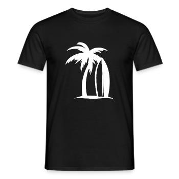 Surfing Surfboard Palm Tree Beach Holiday Sea Gift - Men's T-Shirt - black - Front - AI Model Male 178 light (178cm)