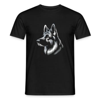 German Shepherd Head silver - Men's T-Shirt - black - Front - AI Model Male 178 light (178cm)