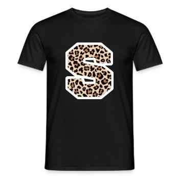 lettre S motif léopard -idée cadeau d’anniversaire - T-shirt homme - noir - Devant - AI Model Male 178 light (178cm)