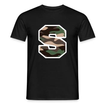 Letter S Military Camouflage - Geschenkidee - Männer T-Shirt - Schwarz - Vorne - AI Model Male 178 light (178cm)