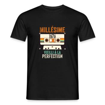 Millésime 1979 vieilli à la perfection - T-shirt homme - noir - Devant - AI Model Male 178 light (178cm)