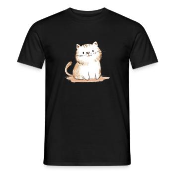 Illustration of a cute kitten gift idea - Men's T-Shirt - black - Front - AI Model Male 178 light (178cm)