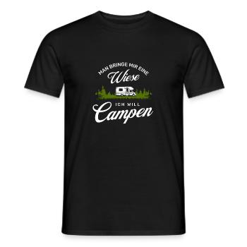 Gebt mir eine Wiese. Ich will Campen. - Männer T-Shirt - Schwarz - Vorne - AI Model Male 178 light (178cm)