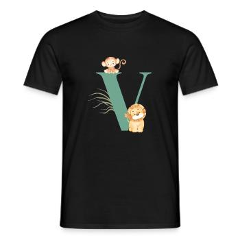Letter v green jungle animals - Men's T-Shirt - black - Front - AI Model Male 178 light (178cm)
