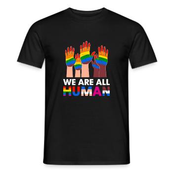 Wir sind alle Menschen Vielfältige Hände Regenbogen - Männer T-Shirt - Schwarz - Vorne - AI Model Male 178 light (178cm)