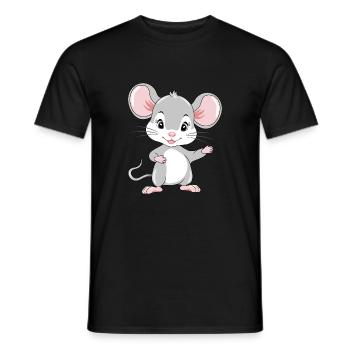 Welcoming cute baby mouse - Men's T-Shirt - black - Front - AI Model Male 178 light (178cm)