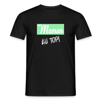 MAMAN. FÊTE DES MÈRES - T-shirt homme - noir - Devant - AI Model Male 178 light (178cm)