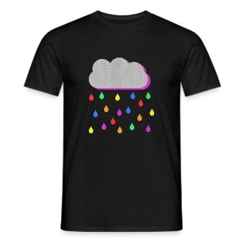 Rainbow Colorful rain drops from cloud - Men's T-Shirt - black - Front - AI Model Male 178 light (178cm)