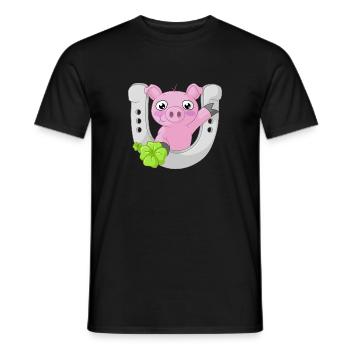 cochon comique du bonheur - T-shirt homme - noir - Devant - AI Model Male 178 light (178cm)