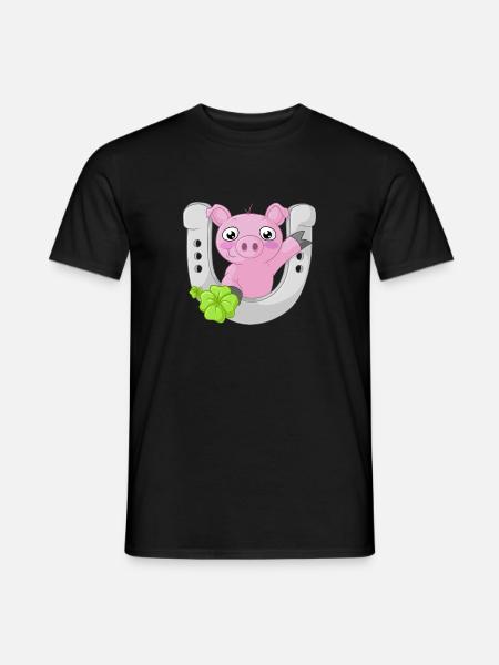 Glücks Comic Schweinchen - Männer T-Shirt - Schwarz