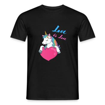 Unicorn Heart Love is Love - Men's T-Shirt - black - Front - AI Model Male 178 light (178cm)