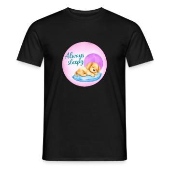 Cute Puppy is always sleepy 1 - Männer T-Shirt - Schwarz - Vorne - AI Model Male 178 light (178cm)