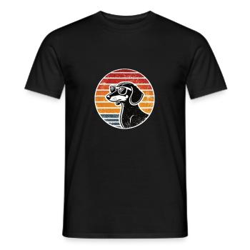 Retro Hunde Dackel Sonnenbrille Vintage Hund - Männer T-Shirt - Schwarz - Vorne - AI Model Male 178 light (178cm)