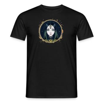 asiatin,grüne augen,emo,gold,gothic,punk - Männer T-Shirt - Schwarz - Vorne - AI Model Male 178 light (178cm)