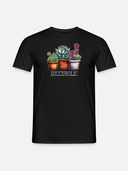 Succuholic - Sukkulente Kaktus Kaktee Botanik - Männer T-Shirt - Schwarz