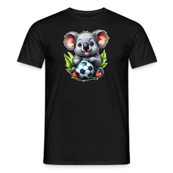 Mignon koala australien avec ballon de football - T-shirt homme - noir - Devant - AI Model Male 178 light (178cm)