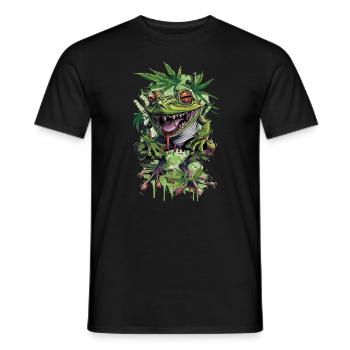 Frog Funny Cannabis Weed Weed Hashish Bong - Men's T-Shirt - black - Front - AI Model Male 178 light (178cm)