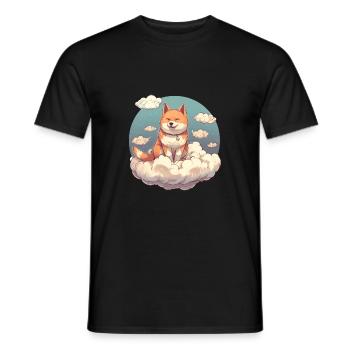 Japanese dog Shiba Inu angel sky reminder - Men's T-Shirt - black - Front - AI Model Male 178 light (178cm)